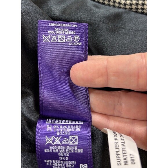 Ralph Lauren Purple Label Blazer Black White Houndstooth Puppytooth 8 Zip Close - Picture 6 of 12